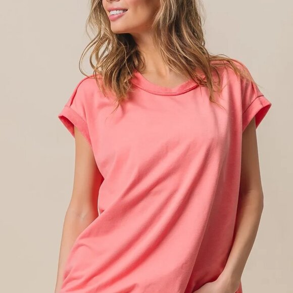 BiBi French Terry Drop Shoulder Basic Top - Picture 7 of 16